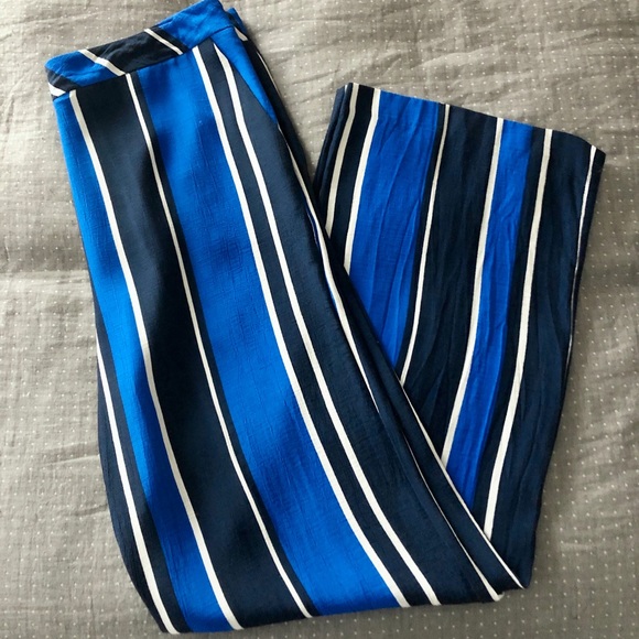 Topshop Pants - Wide leg blue striped palazzo pants from topshop